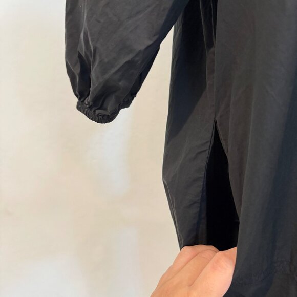 Apiece Apart Asymmetrical Hem Cotton Poplin Puff Sleeve Midi Dress Black 0 XS - Picture 5 of 9